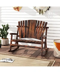 Sugift Outdoor Adirondack Rocking Chair for Adults with High Back and Slatted Seat