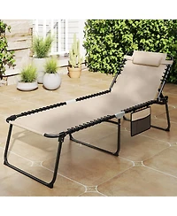 Sugift 4 Position Folding Lounge Chaise with Adjustable Backrest and Footrest