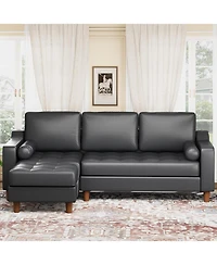 gaomon 88.9" L-Shaped Leather Sofa with Chaise