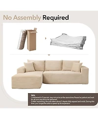 gaomon 108" Cloud Sectional Sofa, L-Shaped Couch with Deep Seat, Corduroy, Beige Left Chaise