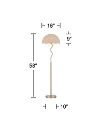 Possini Euro Design Possini Euro Brella 58"H Gold Rattan 2-Light Pull-Chain Floor Lamp