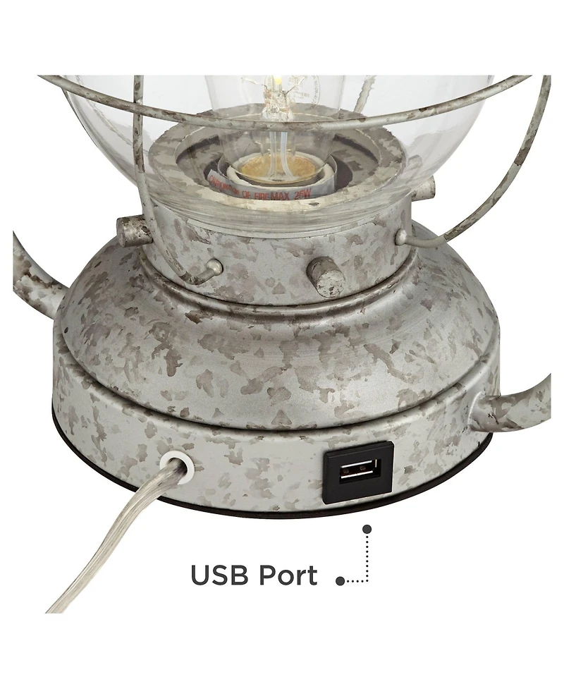 Franklin Iron Works Rustic Farmhouse Usb Lamp with Table Top Dimmer and Nightlight Led 26"