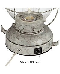 Franklin Iron Works Rustic Farmhouse Usb Lamp with Table Top Dimmer and Nightlight Led 26"