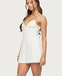 Edikted Women's Iman Embroidered Cotton Cutout Mini Dress