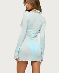 Edikted Women's Margeaux Sheer Long Sleeve Mini Dress