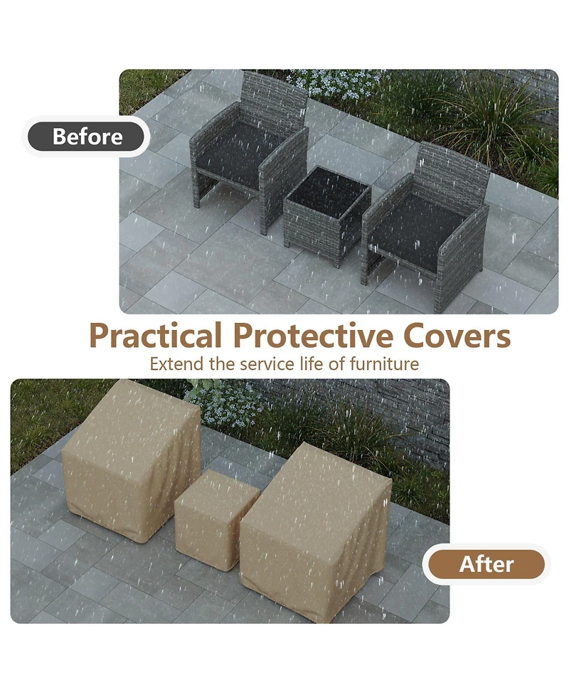 Sugift Patio Furniture Covers Waterproof Outdoor Conversation Covers for 3 Pieces Bistro Set