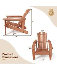 Sugift Solid Wood Adirondack Chair with High Backrest and Wide Armrests
