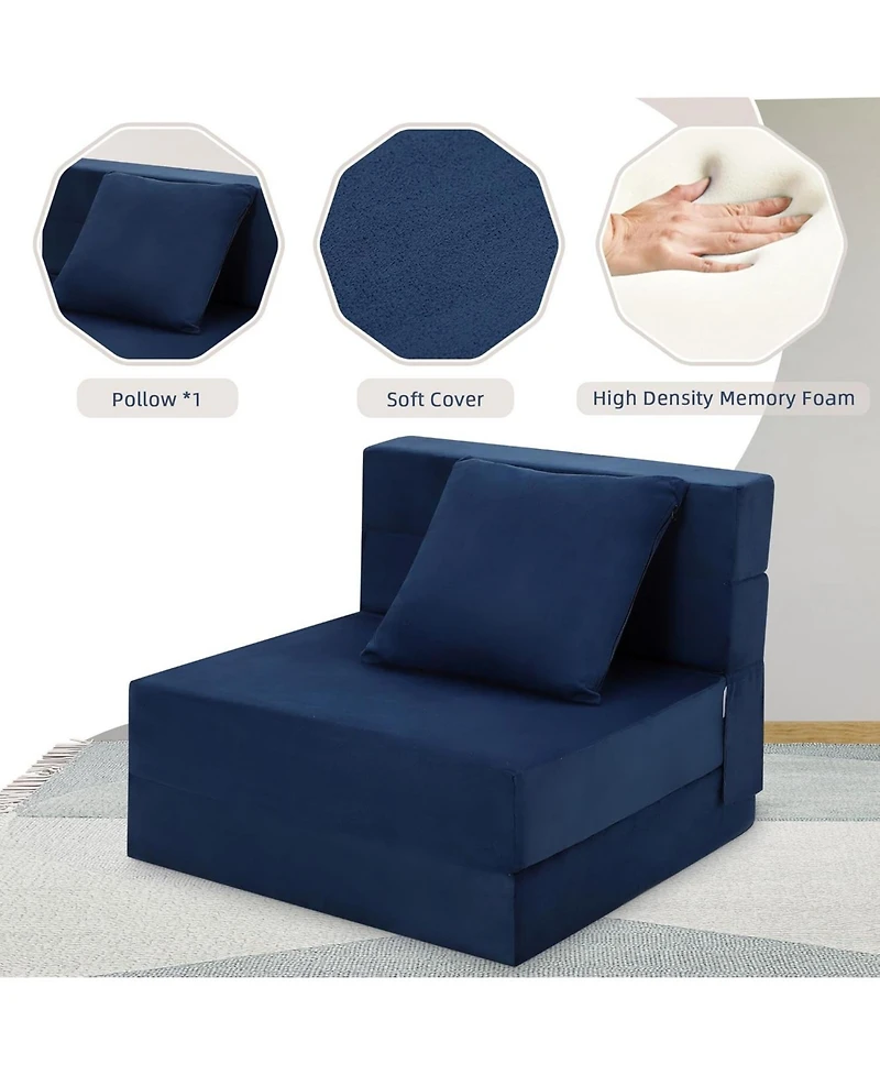 gaomon Convertible Folding Sofa Bed, Memory Foam Futon Sleeper with Pillow for Living Room and Guest Room