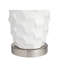 360 Lighting Modern Coastal Table Lamps 24 1/2" High Set of 2 Ceramic Led Faux Drum Shade for Bedroom Living Room House Home Bedside