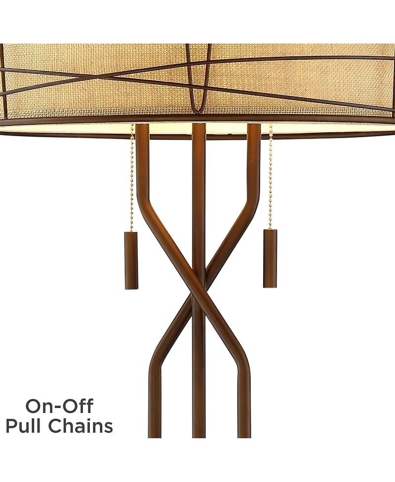 Franklin Iron Works 28.75" Tall Industrial Table Lamp with Bronze Finish and Usb Dimmer