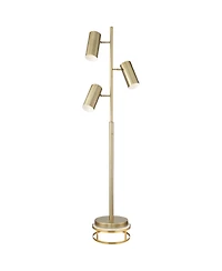 Possini Euro Design Canasta Trac Modern Tree Floor Lamp with Riser 72 1/2" Tall Satin Brass 3-Light Adjustable Metal Shade for Living Room Readin
