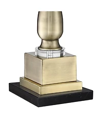 Possini Euro Design Doris Traditional Table Lamp with Marble Riser 30 1/2" Tall Brass stick Openwork Double Drum Shades for Living Room