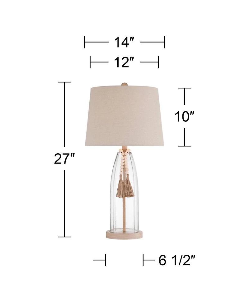 360 Lighting Tibet 27" Tall Modern Coastal 3-Way Table Lamps Set of 2 Clear Glass Living Room Bedroom Bedside Nightstand