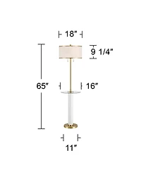 Possini Euro Design Bellini Modern 65" Tall Standing Floor Lamp with Tray Table Usb Port Pull Chain Gold Metal Faux Marble Finish