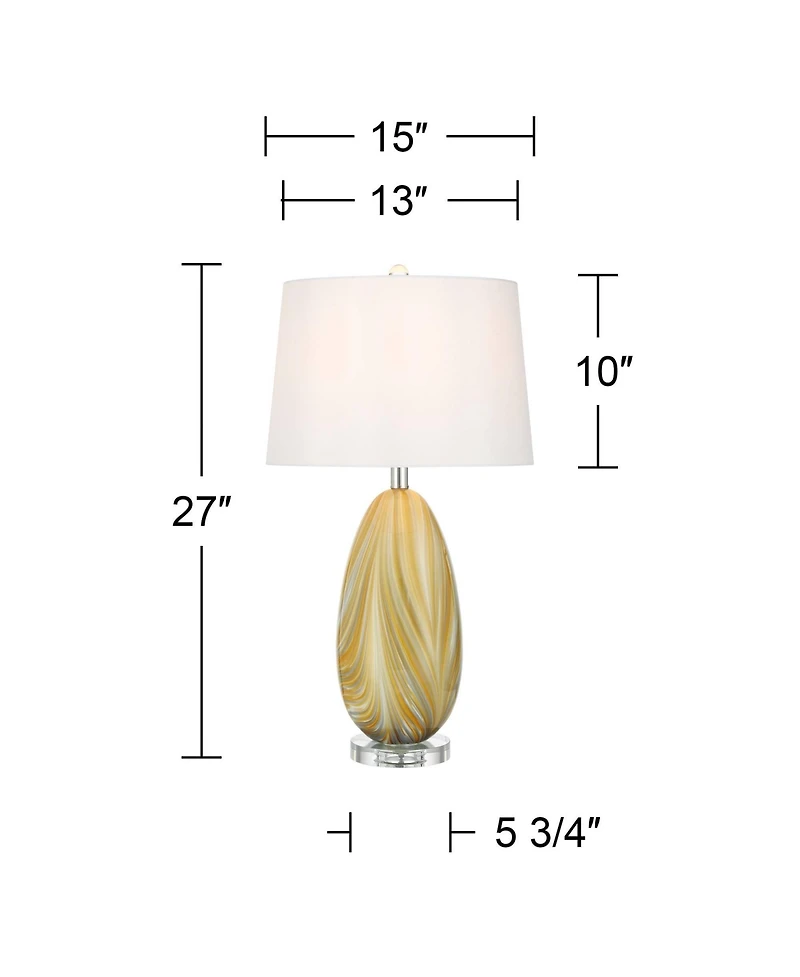 Possini Euro Design Pablo 27" Tall Modern 3-Way Table Lamp Vortex Finish Art Glass Single Shade Living Room Bedroom Bedside