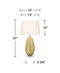 Possini Euro Design Pablo 27" Tall Modern 3-Way Table Lamp Vortex Finish Art Glass Single Shade Living Room Bedroom Bedside