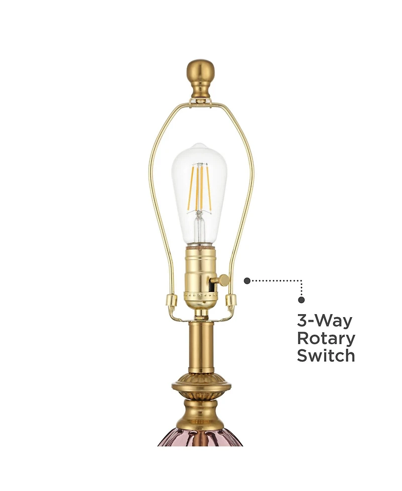 Possini Euro Design Clarrissa 31 1/2" Tall Fluted Vase Large Traditional End 3-Way Table Lamp Brass Finish Glass Single Living Room