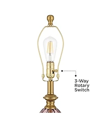 Possini Euro Design Clarrissa 31 1/2" Tall Fluted Vase Large Traditional End 3-Way Table Lamp Brass Finish Glass Single Living Room