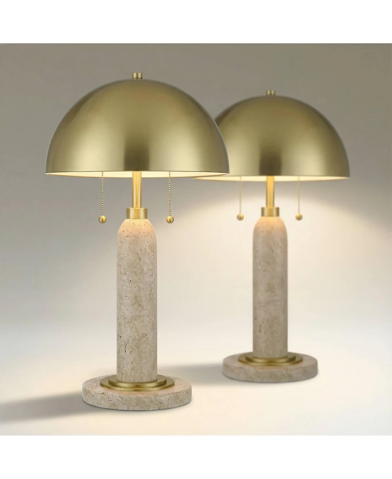 Possini Euro Design Possini Euro Chanterelle 24 1/2" Faux Stone Dome Table Lamp Set of 2