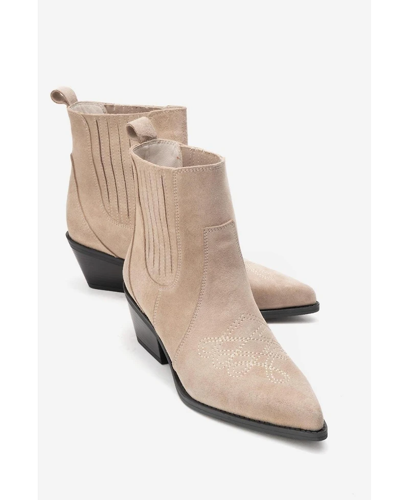 Forever & Always Shoes Women's Julieta Leather Block Heel Western Boot