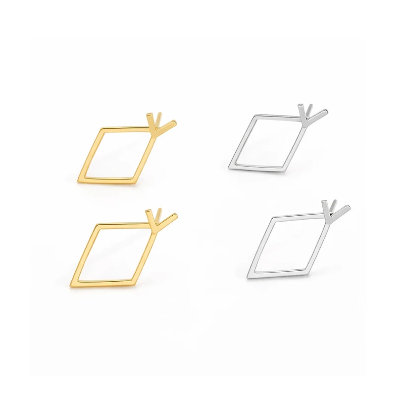 Rebl Jewelry Open Diamond Chevron Earrings