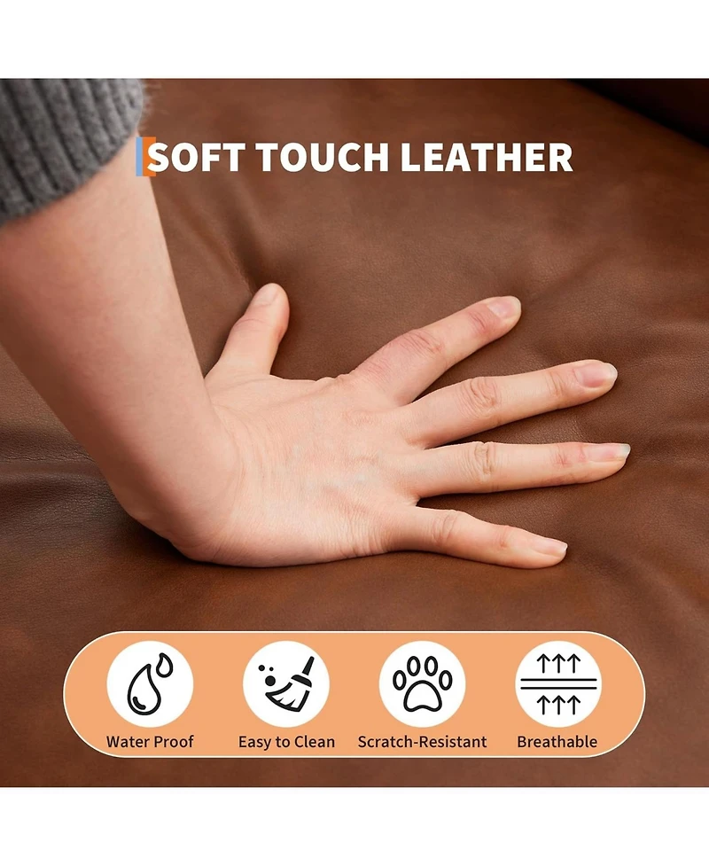 gaomon 75.5" Pu Leather Sofa Bed, Adjustable Recliner Couch with Legs for Living Room and Bedroom