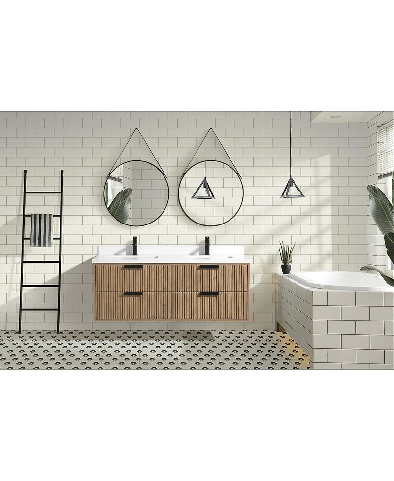 Ari Bath Diego 55" Floating Bathroom Vanity Weathered Fir