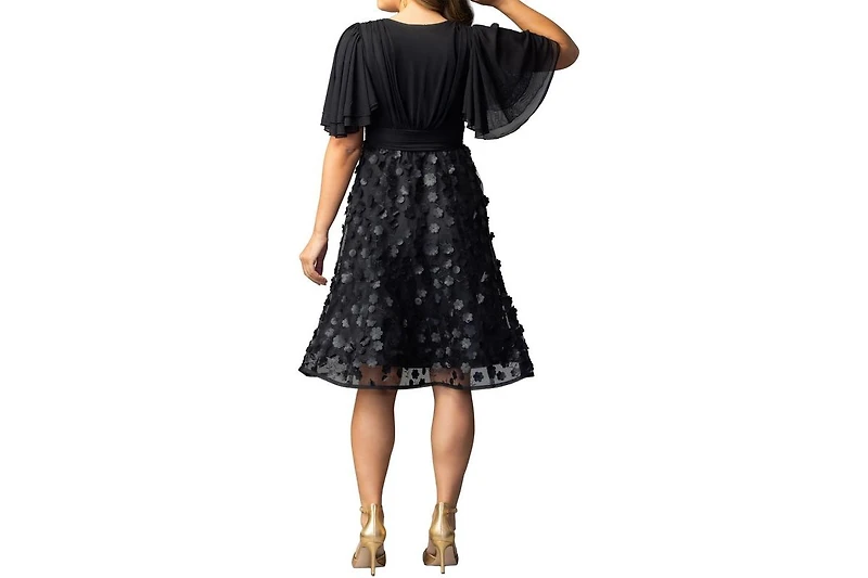 Kiyonna Women's Pretty Petals Mesh Cocktail Dress