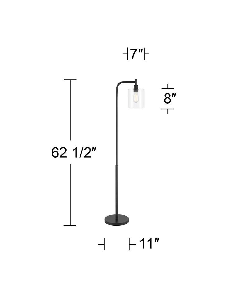 360 Lighting Karis Farmhouse Rustic 62 1/2" Tall Standing Floor Lamps Set of 2 Lights Downbridge Metal Matte Glass Shade