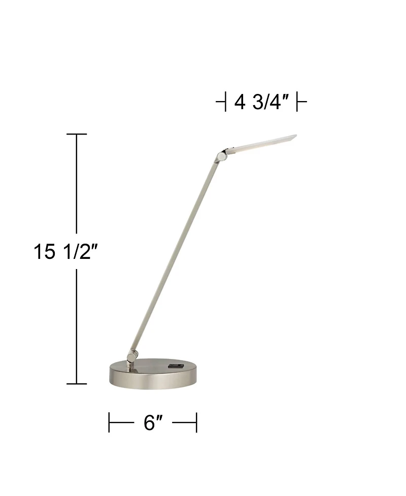 Possini Euro Design Kobie 21 3/4" High Modern Desk Lamp Adjustable Height Led Usb Port Nickel Finish Metal Home Office