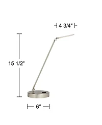 Possini Euro Design Kobie 21 3/4" High Modern Desk Lamp Adjustable Height Led Usb Port Nickel Finish Metal Home Office