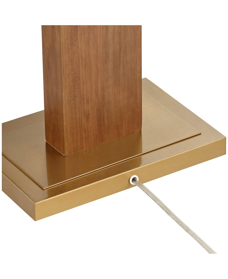 Possini Euro Design Walnut Grove Mid Century Modern 64" Tall Standing Floor Lamp Column with Dimmer Solid Wood Walnut Finish