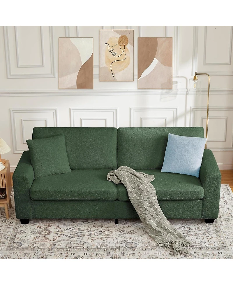 gaomon 83" Sofa Couch with Deep Seat, Teddy Fleece 3-Seater Sofa with Wide Armrests and Removable Cover