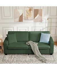 gaomon 83" Sofa Couch with Deep Seat, Teddy Fleece 3-Seater Sofa with Wide Armrests and Removable Cover