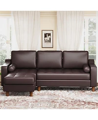 gaomon 89" L-Shaped Sofa with Chaise, Mid-Century Modern 3-Seater Couch