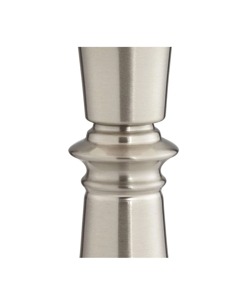 360 Lighting Seymore Modern Table Lamps 26" High Set of 2 Silver with Usb Charging Port Led Touch On Faux Drum Shade for Bedroom Desk