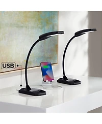 360 Lighting Ricky 13 3/4" High Small Modern Desk Lamps Set of 2 Usb Ports Led Gooseneck Home Office Living Room Charging