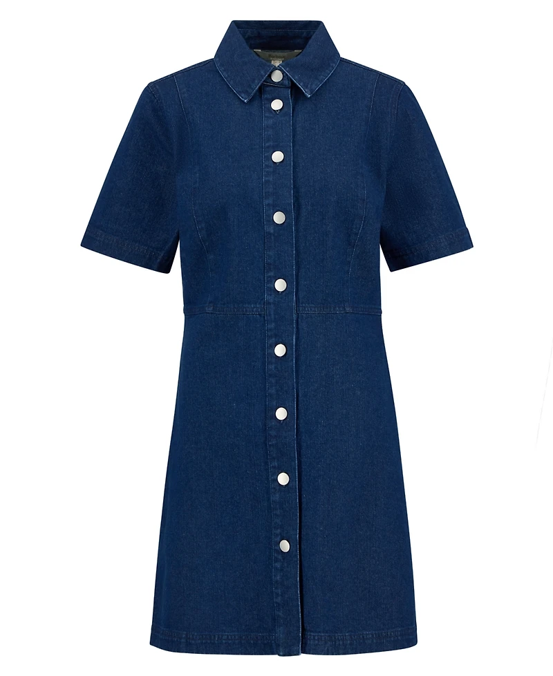 Barbour Women's Maia Pointed-Collar Mini Denim Dress