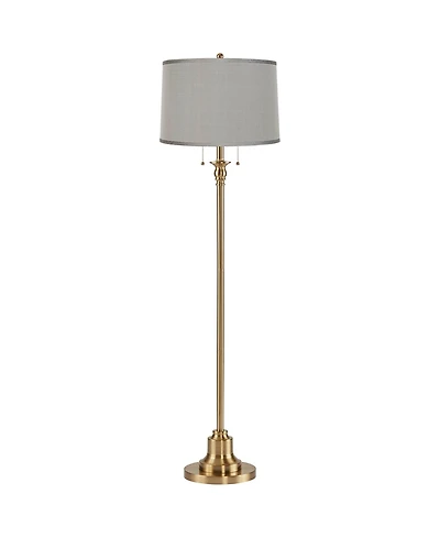 360 Lighting Dyna Traditional 58" Tall Standing Floor Lamp Skinny Pole Pull Chain Antique Brass Finish Faux