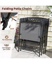 Gouun Set of 4 Folding Patio Dining Chairs with Armrests and Breathable Fabric Seat