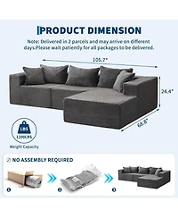 gaomon 106" Cloud Sectional Sofa with Chaise, Memory Foam Modular Couch, Right Facing, No Assembly
