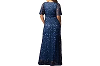Kiyonna Women's Luminous Sequin Lace Evening Gown with Pockets