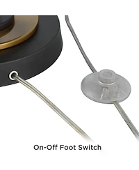 Possini Euro Design Vista Mid Century Modern 68" Tall Torchiere Floor Lamp Smart Socket Gunmetal Brass Cone Shade for Living Room