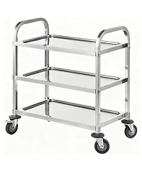 Yigii Stainless Steel Utility Cart Locking Casters Removable Shelf Kitchen Restaurant