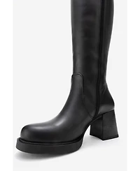 Forever & Always Shoes Women's Lensa Leather Block Heel Boot