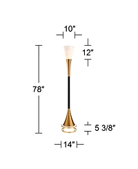 Possini Euro Design Piazza Modern Torchiere Floor Lamp with Gold Riser 78" Tall Brass Metal Glass Shade for Living Room Bedroom Office