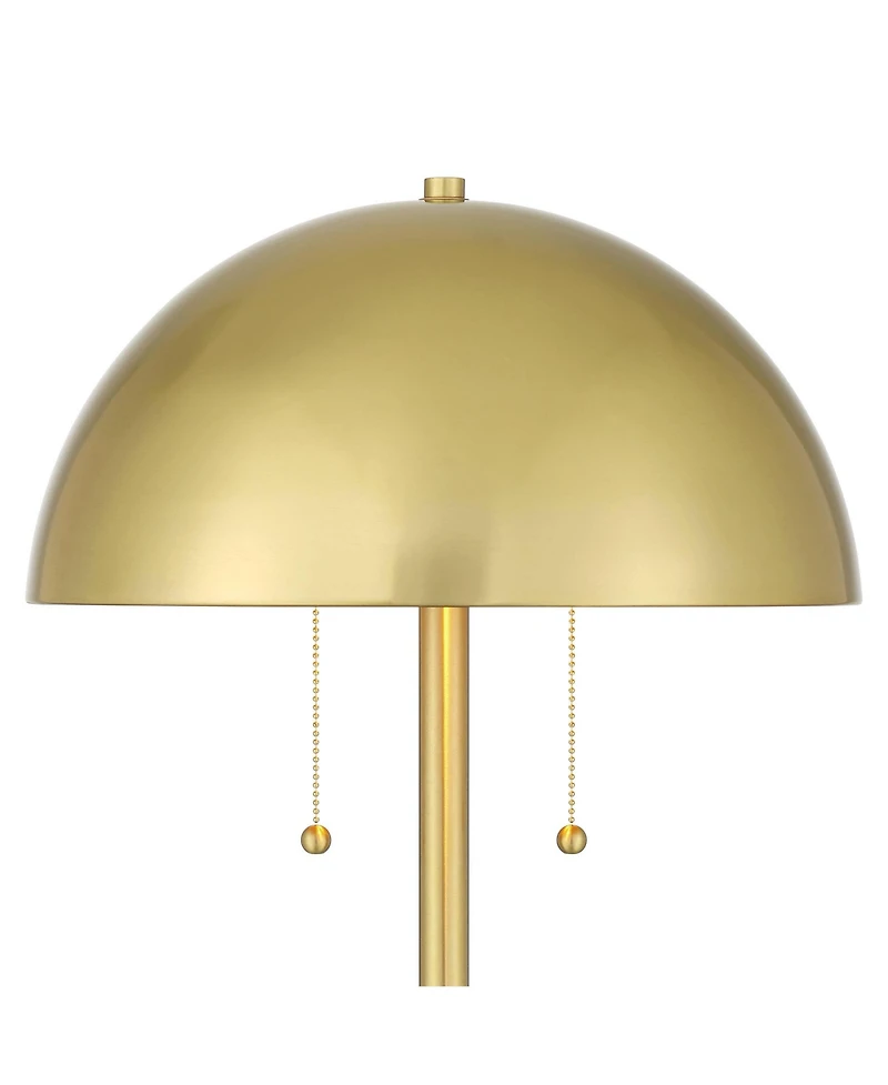 Possini Euro Design Medbury Mid Century Modern 61 1/2" Tall Standing Floor Lamp Pull Chain Gold Metal Brass Finish Dome Shade
