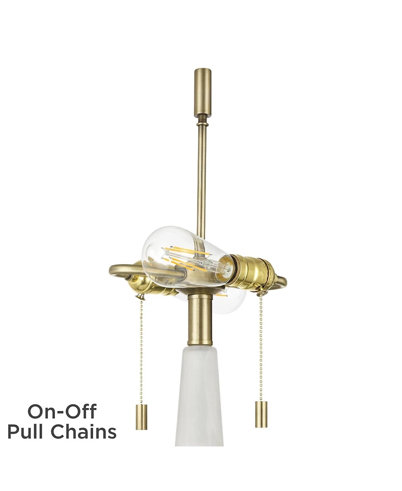 Possini Euro Design Regina 33" Tall Large Modern End Table Lamp 2-Light Pull Chain Finish Glass Single Living Room Bedroom