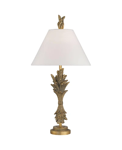 Possini Euro Design Cleo 33" Tall Large Traditional End 3-Way Table Lamp Faux Leaf Finish Single Shade Living Room Bedroom