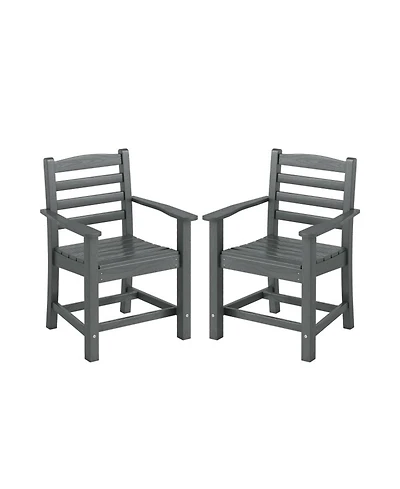 Gouun Set of 2 Hdpe All-Weather Patio Dining Chairs with Wide Armrests